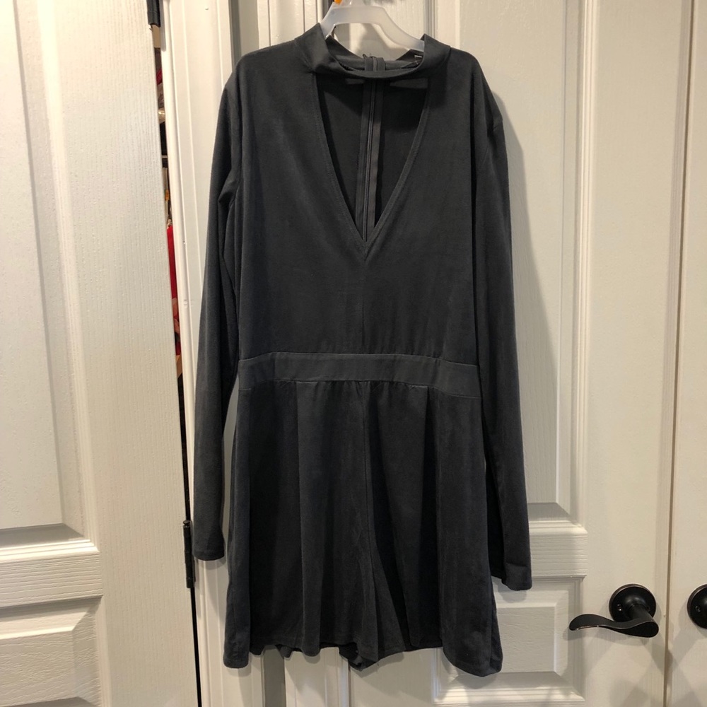 Grey Suede Romper